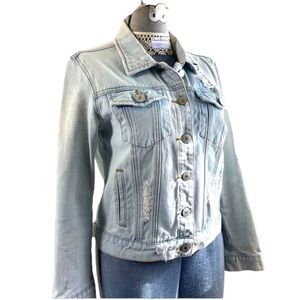 Sky and Sparrow destroyed Jean jacket cotton MEDIUM light wash blue distressed